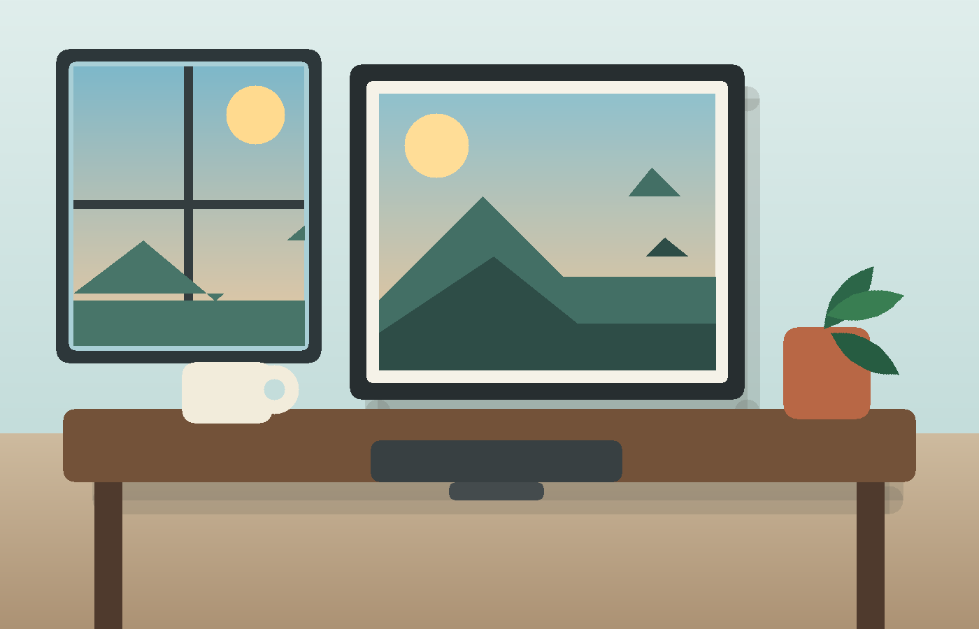 A tidy creative desk after distracting objects have been removed